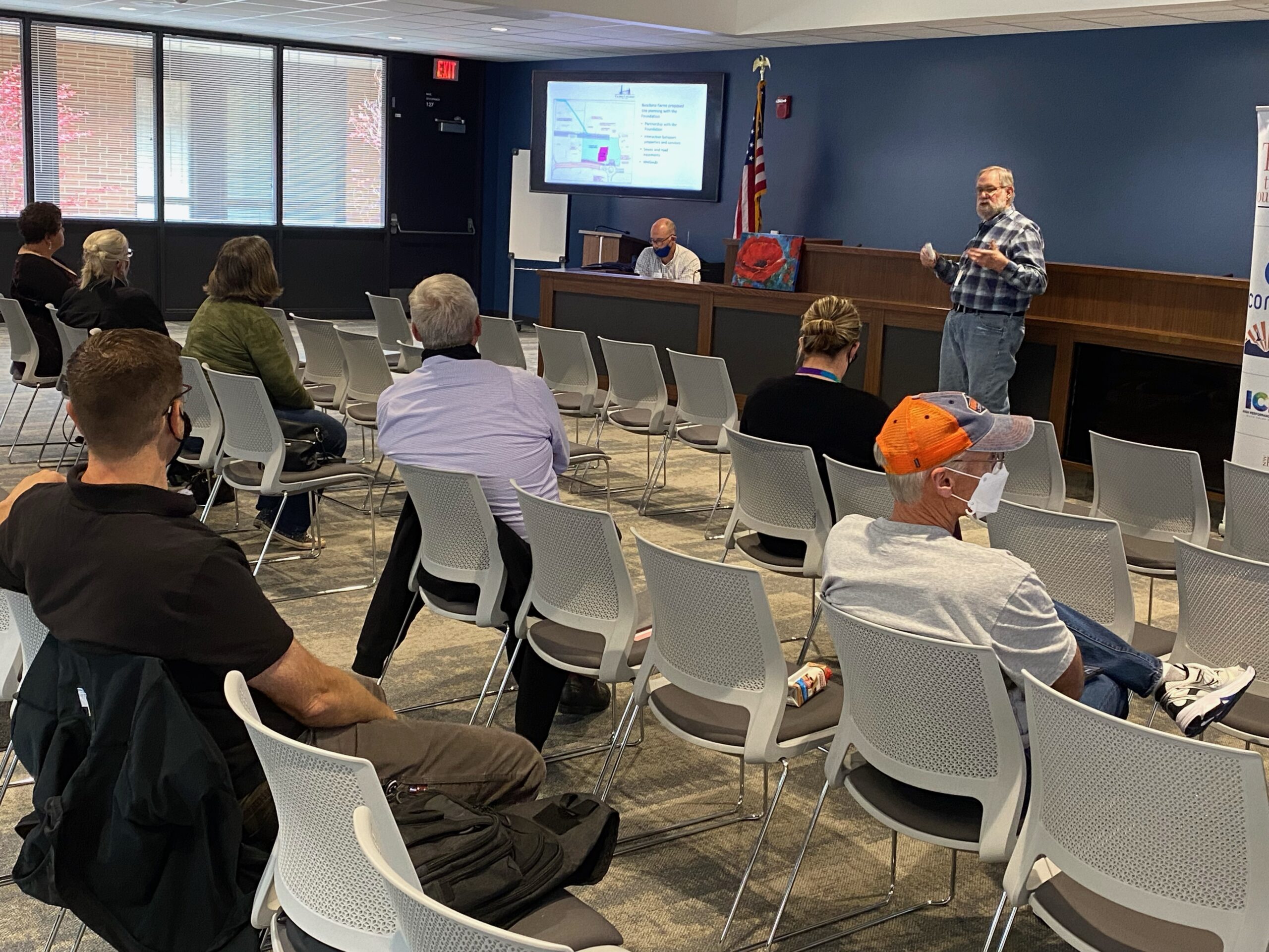 RCC Members engaging with Clark College staff during an update on the Boschma Farms campus.